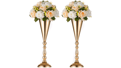 2 Pcs Tabletop Metal Wedding Flower Trumpet Vase