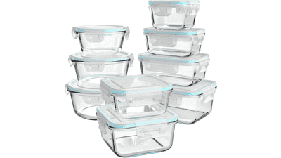 AILTEC Glass Food Storage Containers [18 Piece]