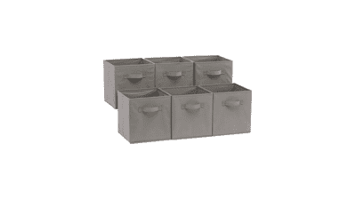 Amazon Basics Collapsible Fabric Storage Cubes, Pack of 6, Gray