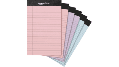 Amazon Basics Narrow Ruled 5x8-Inch Note Pads, 6 Count