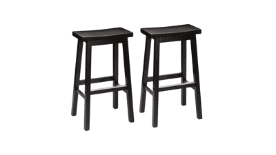 Amazon Basics Solid Wood Saddle-Seat Kitchen Counter Barstool