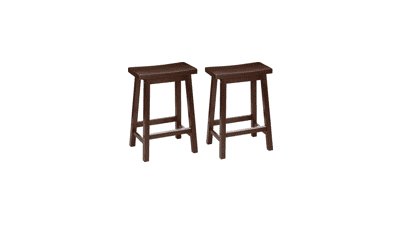 Amazon Basics Solid Wood Saddle-Seat Kitchen Counter-Height Stool