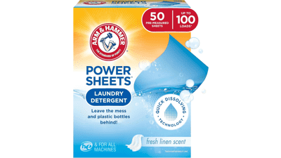 Arm & Hammer Power Sheets Laundry Detergent, Fresh Linen 50ct
