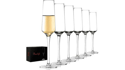 BACLIFE Hand Blown Champagne Flutes Set