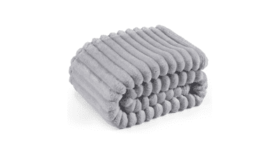 Bedsure Light Grey Fleece Blanket for Couch