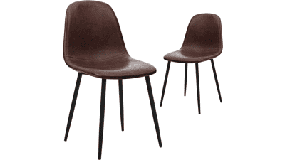 CangLong Faux Leather Dining Side Chair, Set of 2