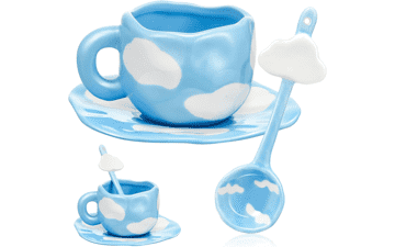 Ceramic Cloud Mug with Saucer Spoon