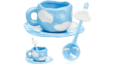 Ceramic Cloud Mug with Saucer Spoon