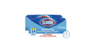 Clorox Disinfecting Wet Mopping Cloths, Rain Clean, 24 Wet Refills