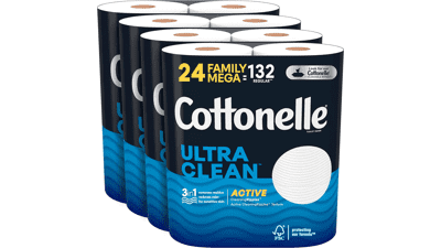 Cottonelle Ultra Clean Toilet Paper, 24 Mega Rolls