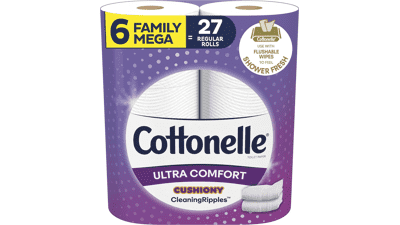 Cottonelle Ultra Comfort Toilet Paper, 6 Family Mega Rolls