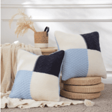 DERPAFU 20x20 Knitted Throw Pillows (Blue Block)