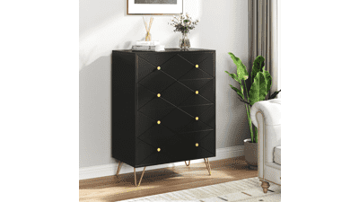 DWVO Black 4 Drawer Dresser