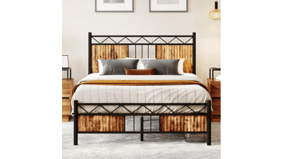 DWVO Queen Rustic Metal Platform Bed Frame