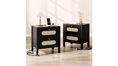 DWVO Rattan Nightstands Set of 2