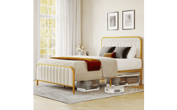 DWVO Upholstered Queen Platform Bed Frame