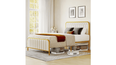 DWVO Upholstered Queen Platform Bed Frame