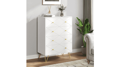 DWVO White 4 Drawer Dresser