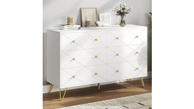 DWVO White 6 Drawer Dresser