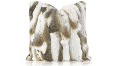 Entua Natural Handcrafted Rabbit Fur Throw Pillow Covers