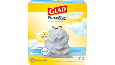 Glad ForceFlex Tall Kitchen Drawstring Trash Bags, 13 Gal, 110 Ct