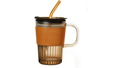Glass Tumbler with Lid and Straw 13oz