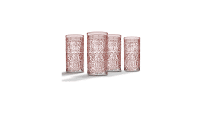 Godinger Jax Highball Beverage Glass Cup Pink