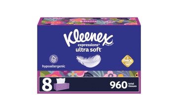 Kleenex Expressions Ultra Soft Facial Tissues, 8 Flat Boxes