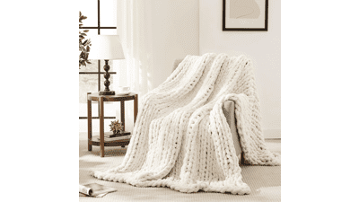 L'AGRATY Chunky Knit Blanket Throw