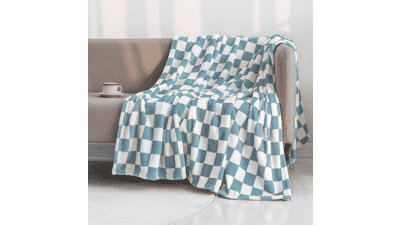 LOMAO Flannel Checkerboard Grid Pattern Throw Blanket