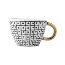 Large Ceramic Coffee Mug with Golden Handle