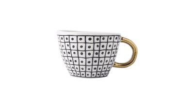 Large Ceramic Coffee Mug with Golden Handle