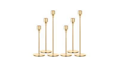 Oatnauxil Metal Gold Taper Candle Holder Set