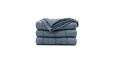 RECYCO Cable Knit Dusty Blue Throw Blanket