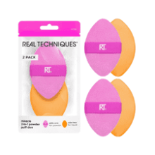 Real Techniques Miracle 2-In-1 Powder Puff, Dual-Sided Makeup Blending Puff, Reversible Elastic Band, Precision Tip Sponge, 2 Count