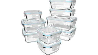 S SALIENT 18 Piece Glass Food Storage Containers