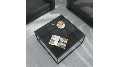 SAYGOER Black Glass Coffee Table