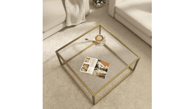 SAYGOER Gold Coffee Table Glass
