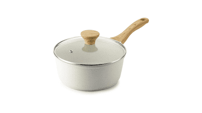 SENSARTE White Ceramic Nonstick Saucepan 2 QT