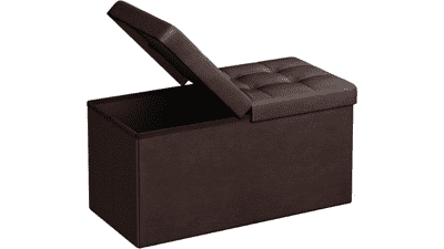 SONGMICS 30 Inches Folding Storage Ottoman Bench