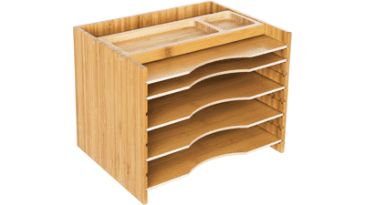 SONGMICS Bamboo File Organizer