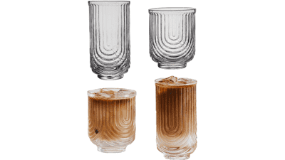 SOOMILE Crystal Drinking Glasses Set