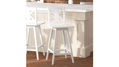 Taylor & Logan Gisella Modern Farmhouse Wooden Swivel Bar Stool