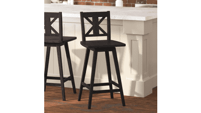 Taylor & Logan Gisella Modern Farmhouse Wooden Swivel Bar Stool