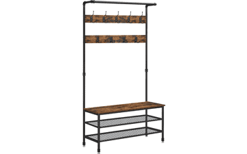 VASAGLE DAINTREE 3-in-1 Entryway Coat Rack and Storage Bench