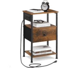 VASAGLE Nightstand with Charging Station