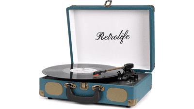 Vinyl Record Player Suitcase with Bluetooth