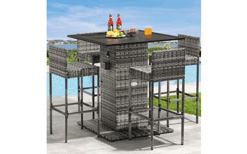 YITAHOME 5-Piece Outdoor Wicker Bar Set