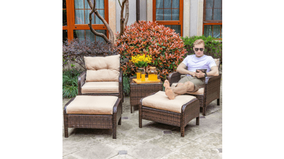 YITAHOME 5 Piece Wicker Patio Furniture Set