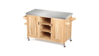 YITAHOME XL Solid Wood Outdoor Table and Storage Cabinet